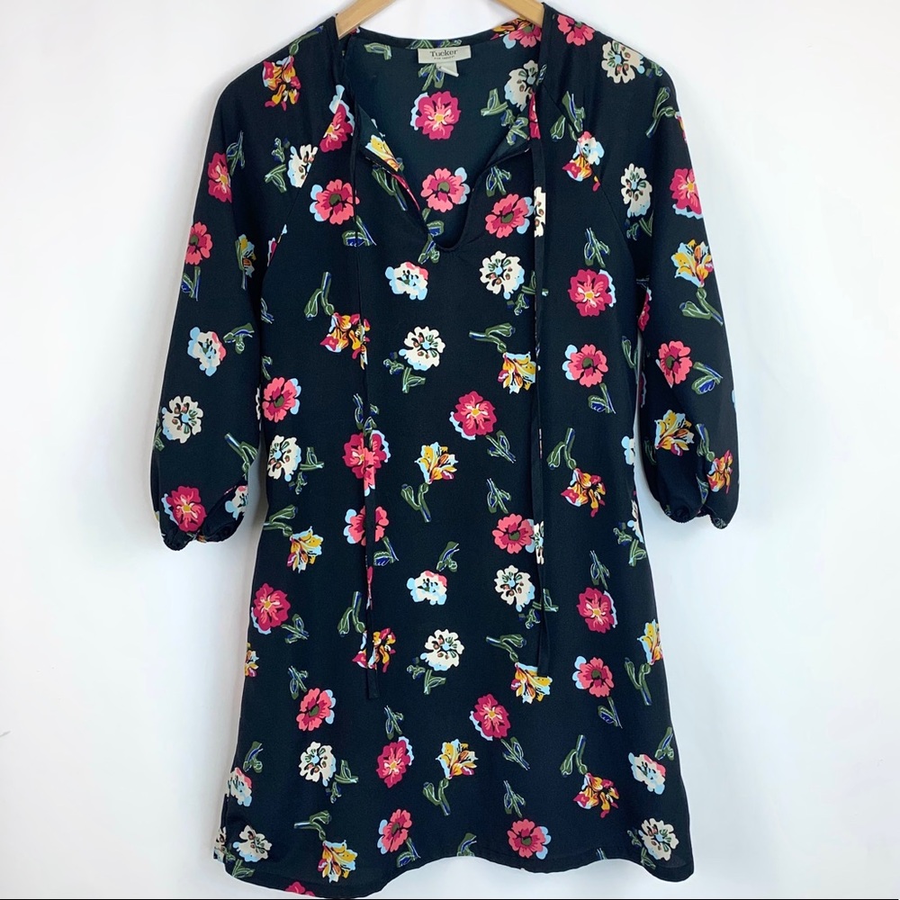 Tucker For Target M Dark Floral mini dress puff